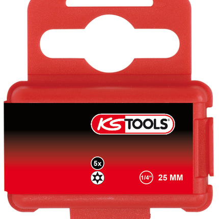 KS TOOLS 1/4" Bit Torx, Bohrung, 25mm, TB15, 5er Pack ( 911.2286 ) - Toolbrothers