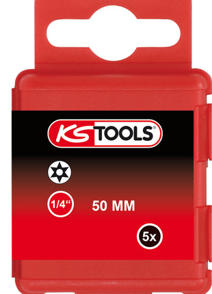 KS TOOLS 1/4" Bit Torx, Bohrung, 50mm, TB10, 5er Pack ( 911.2780 ) - Toolbrothers