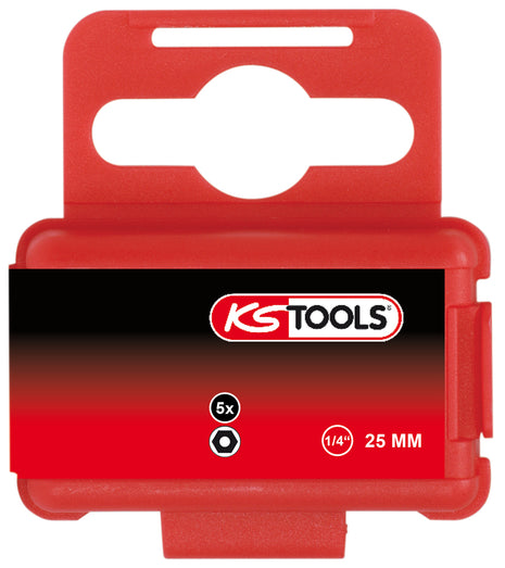 KS TOOLS 1/4" Bit Innensechskant,Bohrung,25mm,2,5mm,5er Pack ( 911.2938 ) - Toolbrothers