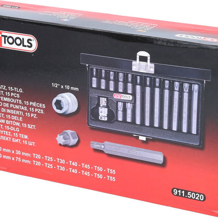 KS TOOLS 10mm Bit-Satz, 15-tlg, Torx ( 911.5020 ) - Toolbrothers