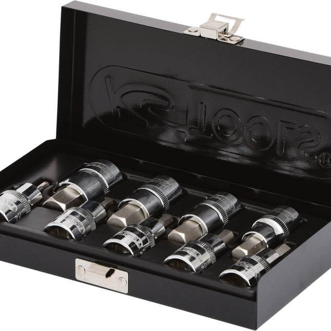 KS TOOLS 1/2" CHROMEplus Bit-Stecknuss-Satz Innensechskant, 9-tlg 4-17mm,kurz ( 918.1330 ) - Toolbrothers