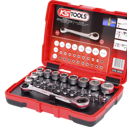 KS TOOLS 1/4" + 11 mm Durchgangs-Steckschlüssel- und Bit-Satz, 31-tlg ( 918.3050 ) - Toolbrothers