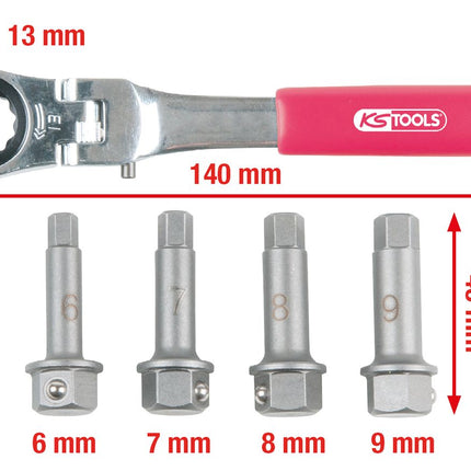 KS TOOLS 1/2" Bremssattel Spezial-Steckschlüssel- Satz, 5-tlg ( 918.3500 ) - Toolbrothers