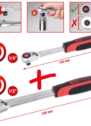 KS TOOLS SlimPOWER Umschaltknarren-Satz, 2-tlg 1/4"+1/2" ( 920.0002 ) - Toolbrothers