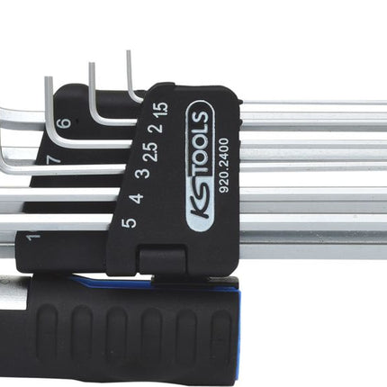 KS TOOLS 3 in 1 Innen6kant-Winkelstiftschlüssel-Satz,10-tlg XL, Kugelkopf ( 920.2400 ) - Toolbrothers