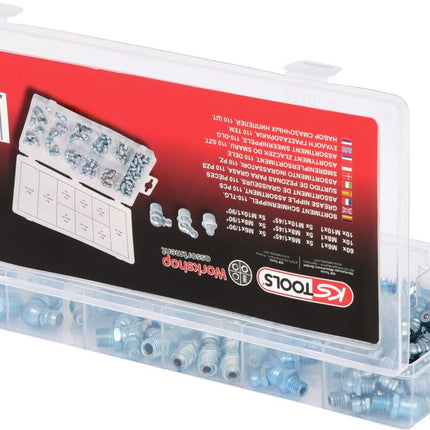 KS TOOLS Sortiment Schmiernippel, M6-8-10x1,0, 110-tlg ( 970.0030 ) - Toolbrothers