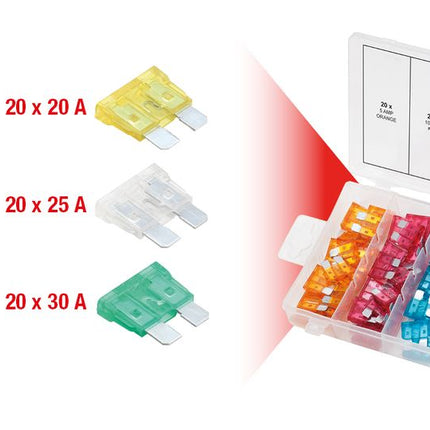 KS TOOLS Sortiment Kfz-Sicherungen,5-30A, Zink, 120-tlg ( 970.0250 ) - Toolbrothers