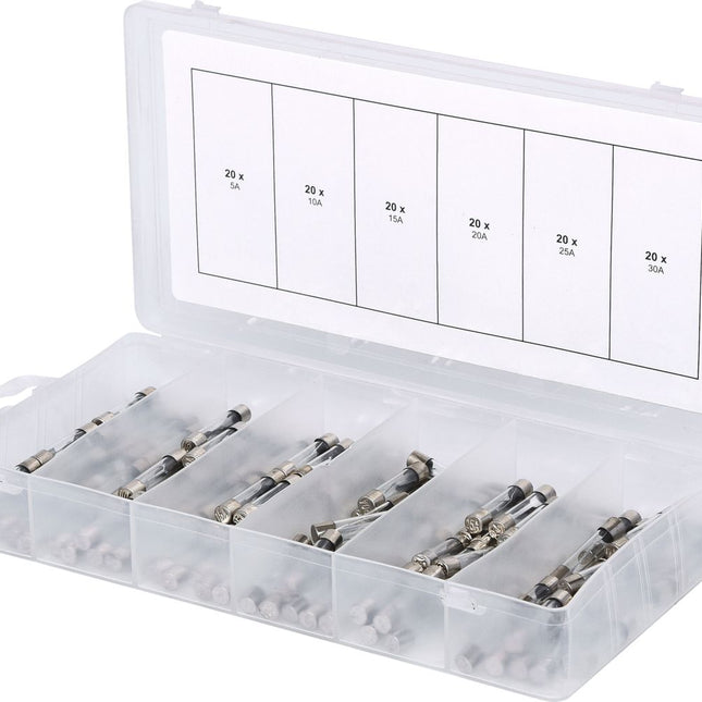 KS TOOLS Sortiment Glassicherungen, 5-30A, 120-tlg ( 970.0270 ) - Toolbrothers
