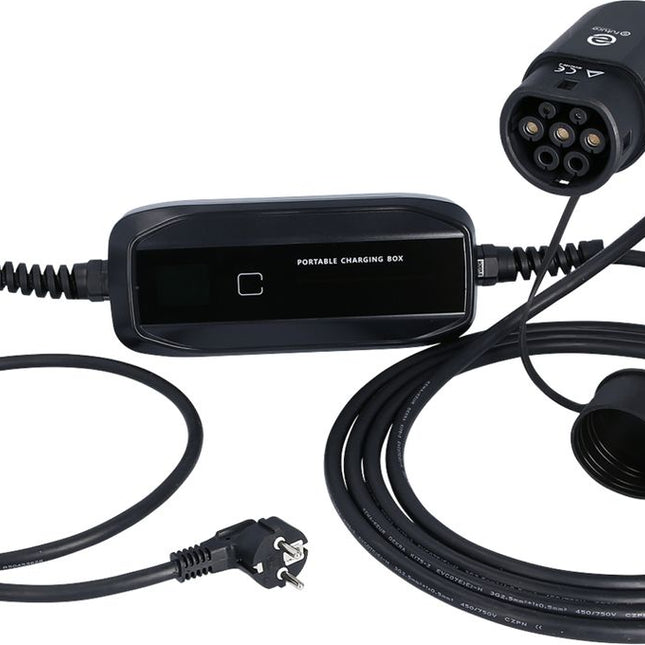 KS TOOLS efuturo mobile Ladestation mit Typ 2 Ladekabel, 1 Phase, bis zu 3,7 kW, bis zu 16 A, 230 V, Mode 2, LCD Display, Schuko-Stecker ( 117.7610 ) - Toolbrothers