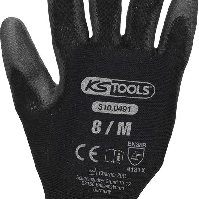 KS TOOLS Mikro-Feinstrickhandschuhe-schwarz, 8, 12 Paar ( 310.0491 ) - Toolbrothers