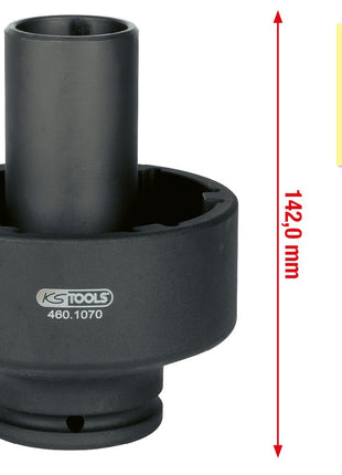 KS TOOLS 3/4" Nutmuttern-Schlüssel mit 6 Zapfen mit Führungsrohr für Mercedes, Innenzapfen Ø 46 mm ( 460.1070 ) - Toolbrothers