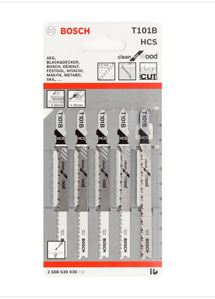 Bosch T 101 B Stichsägeblätter Clean for Wood 5 Stk. 100 mm ( 2608630030 ) - Toolbrothers