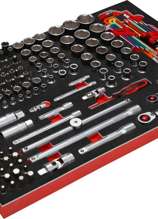 KS TOOLS 1/4'' + 3/8'' + 1/2'' Steckschlüssel-Satz in Schaumstoffeinlage, 159-tlg ( 811.0159 )