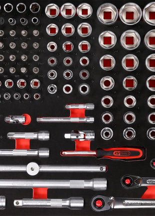 KS TOOLS 1/4'' + 3/8'' + 1/2'' Steckschlüssel-Satz in Schaumstoffeinlage, 159-tlg ( 811.0159 )