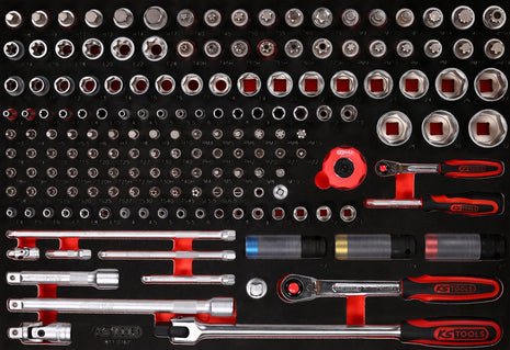 KS TOOLS 1/4'' + 1/2'' Steckschlüssel-Satz in Schaumstoffeinlage, 167-tlg ( 811.0167 ) - Toolbrothers