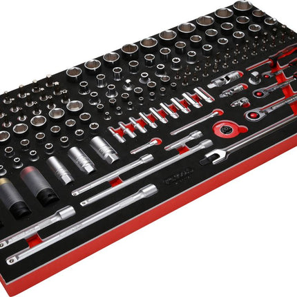 KS TOOLS 1/4'' + 3/8'' + 1/2'' Steckschlüssel-Satz in Schaumstoffeinlage, 156-tlg ( 813.0156 )