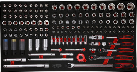 KS TOOLS 1/4'' + 3/8'' + 1/2'' Steckschlüssel-Satz in Schaumstoffeinlage, 156-tlg ( 813.0156 )