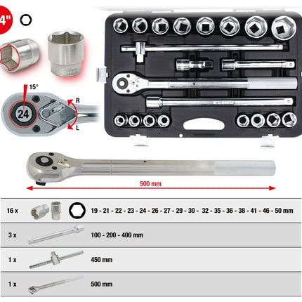 KS TOOLS 3/4" Steckschlüssel-Satz, 21-tlg 6-kant ( 911.0721 ) - Toolbrothers