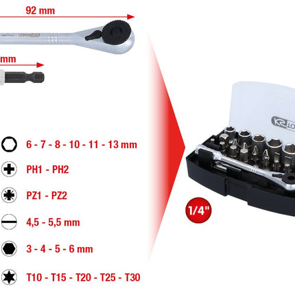 KS TOOLS 1/4" Bit-Satz, 24-tlg ( 911.2010 ) - Toolbrothers
