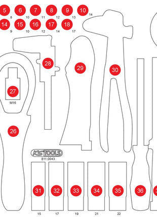 KS TOOLS Leere Schaumstoffeinlage zu 811.0043 ( 811.0043-97 ) - Toolbrothers