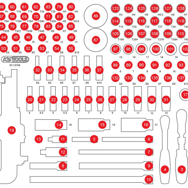 KS TOOLS Leere Schaumstoffeinlage zu 811.0156 ( 811.0156-97 )