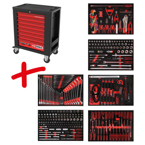 KS TOOLS Performanceplus Werkstattwagen-Satz P15 mit 338 Werkzeugen für 6 Schubladen ( 815.6338 )