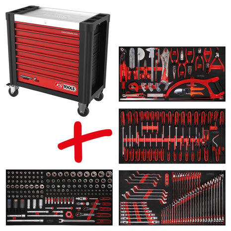 KS TOOLS Performanceplus Werkstattwagen-Satz P25 mit 285 Werkzeugen für 4 Schubladen ( 825.4285 )