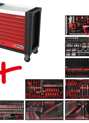 KS TOOLS Performanceplus Werkstattwagen-Satz P25 mit 660 Werkzeugen für 8 Schubladen ( 825.8660 )