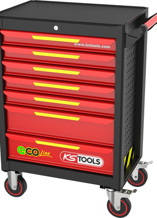 KS TOOLS Chariot d’atelier ECOline NOIR/ROUGE/JAUNE doté de 7 tiroirs ( 897.1007 )