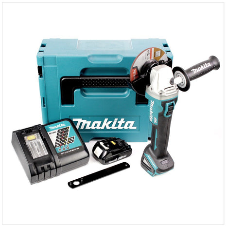 Makita DGA 504 RA1J Akku Winkelschleifer 18 V 125 mm Brushless + 1x Akku 2,0 Ah + Ladegerät + Makpac - Toolbrothers