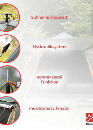 Toolbrothers Outdoor Camping Zelt für 2-4 Personen Kuppelzelt Hydraulikzelt Wasserdicht, 2000-3000 mm Wassersäule