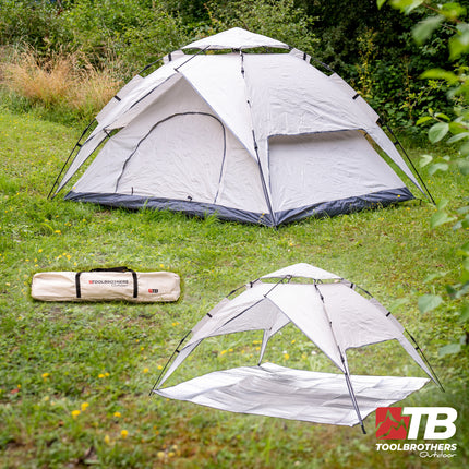 zelt 2-4 personen Toolbrothers Outdoor Camping Zelt für 2-4 Personen Kuppelzelt Hydraulikzelt Pop-Up zelt Wasserdicht, 2000 mm Wassersäule + Isoliermatte