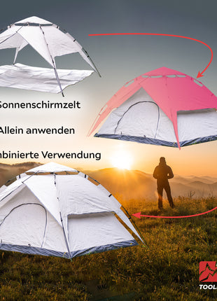 Toolbrothers  Outdoor  Camping Zelt für 2-4 Personen Kuppelzelt Hydraulikzelt Pop-Up zelt  Wasserdicht, 2000 mm Wassersäule + Isoliermatte