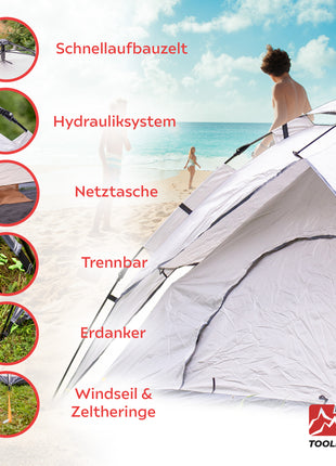 Toolbrothers  Outdoor  Camping Zelt für 2-4 Personen Kuppelzelt Hydraulikzelt Pop-Up zelt  Wasserdicht, 2000 mm Wassersäule + Isoliermatte