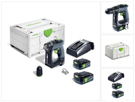 Festool CXS 12 2,5-Plus Trapano avvitatore a batteria 12 V 30 Nm Brushless ( 576864 ) + 2x batteria 2,5 Ah + caricatore + Systainer