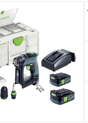 Festool CXS 12 2,5 set perceuse-visseuse sans fil 12 V 30 Nm sans balais (576865) + 2x batteries 2,5 Ah + chargeur + jeu d'embouts + systainer