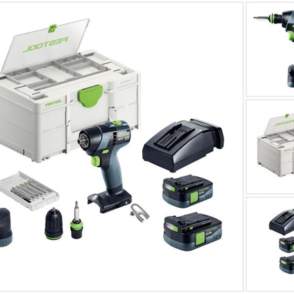 Festool TXS 12 2,5-Set Akku Bohrschrauber 12 V 30 Nm Brushless ( 576874 ) + 2x Akku 2,5 Ah + Ladegerät + Bitset + Systainer