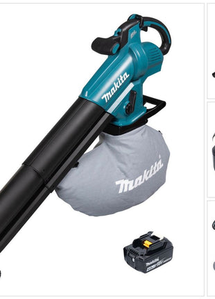 Soplador y aspirador de hojas a batería Makita DUB 187 M 18 V sin escobillas + 1x batería 4,0 Ah - sin cargador