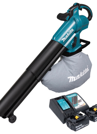 Soplador y aspirador de hojas a batería Makita DUB 187 RM2 18 V sin escobillas + 2x baterías 4,0 Ah + cargador