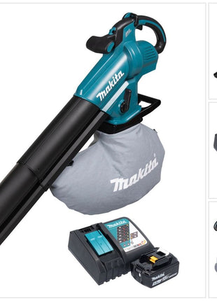 Souffleur et aspirateur à feuilles sur batterie Makita DUB 187 RT 18 V sans balais + 1x batterie 5,0 Ah + chargeur