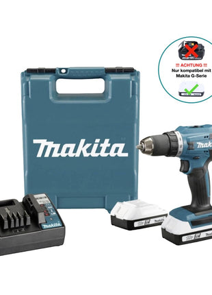 Makita DF 488 D002 Akku Bohrschrauber 18 V 42 Nm G-Serie + 2x Akku 1,5 Ah + Ladegerät + Koffer