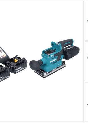 Makita DBO 382 RF ponceuse orbitale sur batterie 18 V 93 x 185 mm sans balais + 2x batteries 3,0 Ah + chargeur