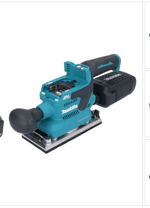 Makita DBO 382 G1 Akku Schwingschleifer 18 V 93 x 185 mm Brushless + 1x Akku 6,0 Ah - ohne Ladegerät