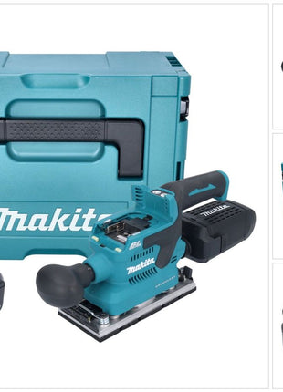 Makita DBO 382 F1J Akku Schwingschleifer 18 V 93 x 185 mm Brushless + 1x Akku 3,0 Ah + Makpac - ohne Ladegerät