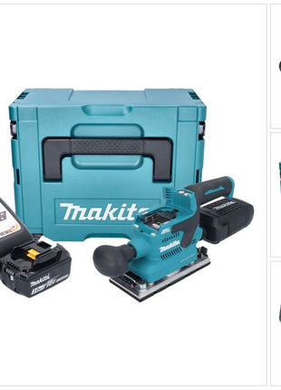 Makita DBO 382 RF1J Akku Schwingschleifer 18 V 93 x 185 mm Brushless + 1x Akku 3,0 Ah + Ladegerät + Makpac