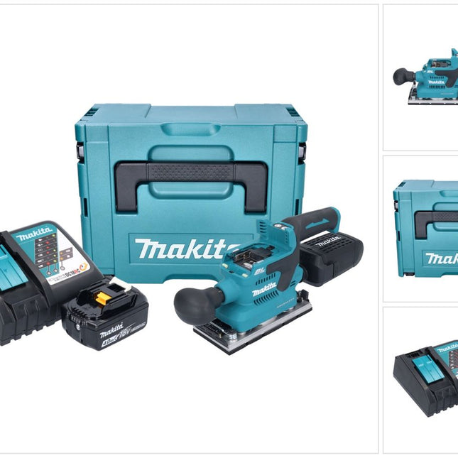 Makita DBO 382 RM1J Akku Schwingschleifer 18 V 93 x 185 mm Brushless + 1x Akku 4,0 Ah + Ladegerät + Makpac