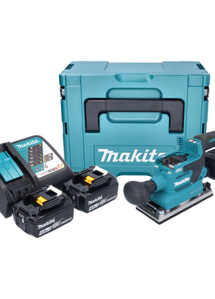 Makita DBO 382 RMJ Akku Schwingschleifer 18 V 93 x 185 mm Brushless + 2x Akku 4,0 Ah + Ladegerät + Makpac