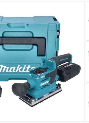 Makita DBO 382 T1J Akku Schwingschleifer 18 V 93 x 185 mm Brushless + 1x Akku 5,0 Ah + Makpac - ohne Ladegerät