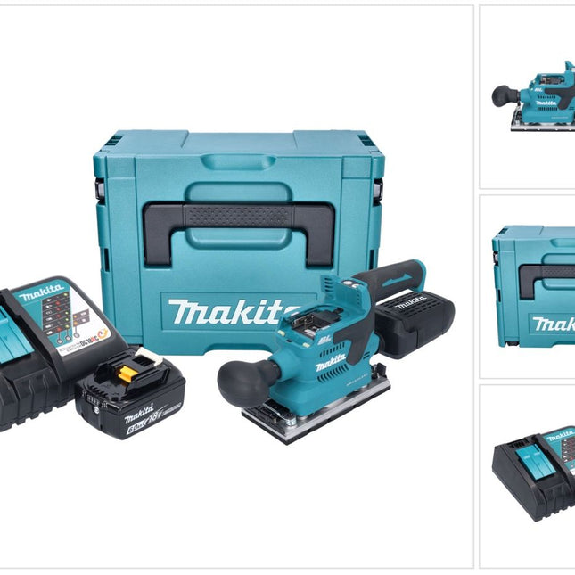 Makita DBO 382 RG1J Akku Schwingschleifer 18 V 93 x 185 mm Brushless + 1x Akku 6,0 Ah + Ladegerät + Makpac