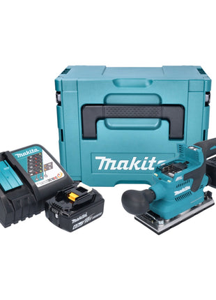 Makita DBO 382 RG1J Akku Schwingschleifer 18 V 93 x 185 mm Brushless + 1x Akku 6,0 Ah + Ladegerät + Makpac